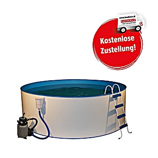 Malibu Stahlwand-Pool Ocean (Ø x H: 300 x 120 cm, Weiß, 8 000 l)