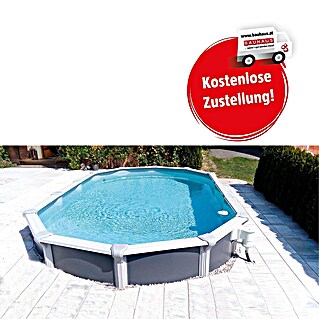 KWAD Stahlwand-Pool Supreme Design Oval (L x B x H: 490 x 360 x 132 cm, Anthrazit, 22 500 l)