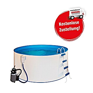 Malibu Stahlwand-Pool Premium (Ø x H: 350 x 120 cm, Weiß, 11 000 l)