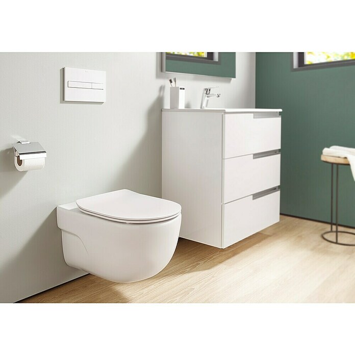 Roca Set WC suspendido Teras (Sin borde de descarga, Blanco) | BAUHAUS