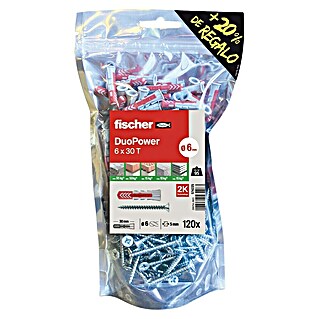 Fischer Duopower Surtido de tacos y tornillos Big Pack (Diámetro taco: 6 mm, Longitud taco: 30 mm, 120 ud.)