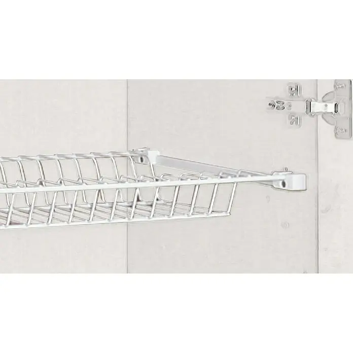 Escurreplatos 100 - L x An x Al: 22,4 x 98 x 13 cm, Blanco - Una cesta de alambre extraíble blanca para armarios, sujeta a una puerta, optimizando el espacio.