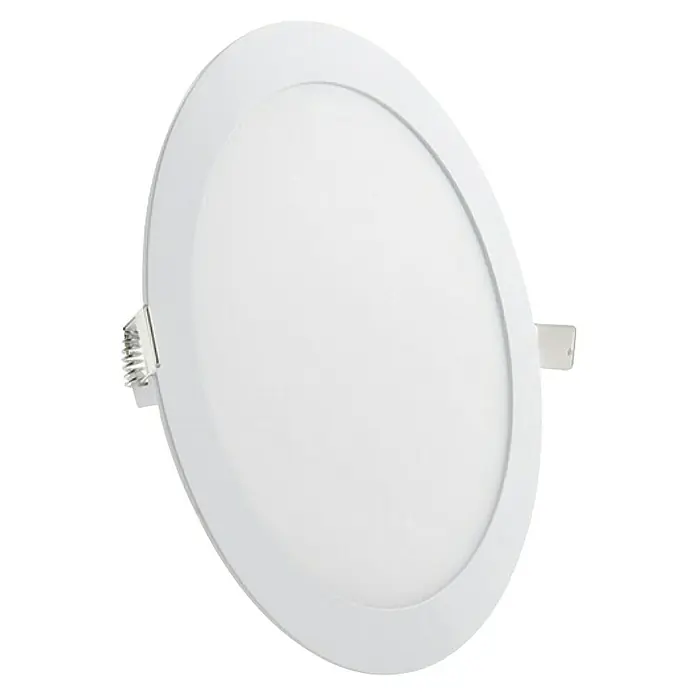 Panaled Downlight empotrable LED redondo Ofis - 6 W, Ø x Al: 12 x 1,8 cm, Blanco cálido - Lámpara de techo LED plana y redonda en blanco con clips de montaje para una fácil instalación. Ideal para interiores modernos.