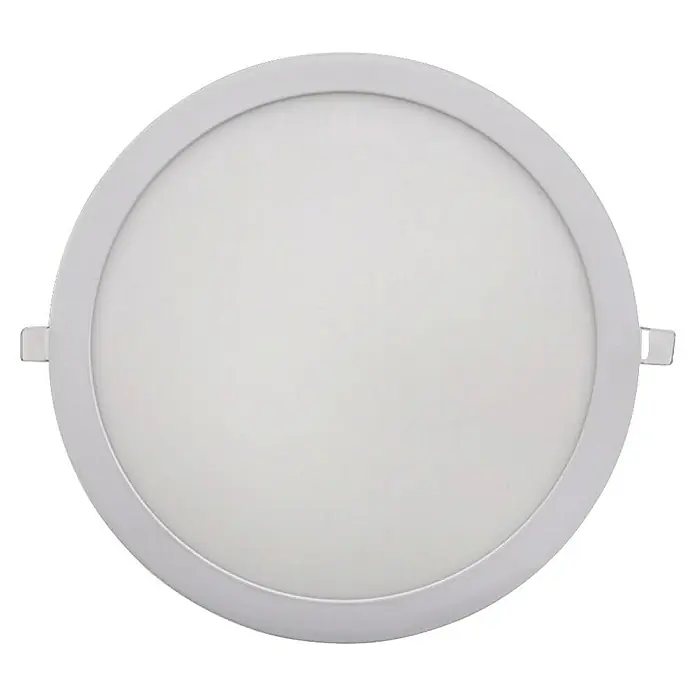 Panaled Downlight empotrable LED redondo Ofis - 20 W, Ø x Al: 22 x 1,8 cm, Blanco cálido - Plafón LED redondo blanco con marco delgado para iluminación interior moderna.