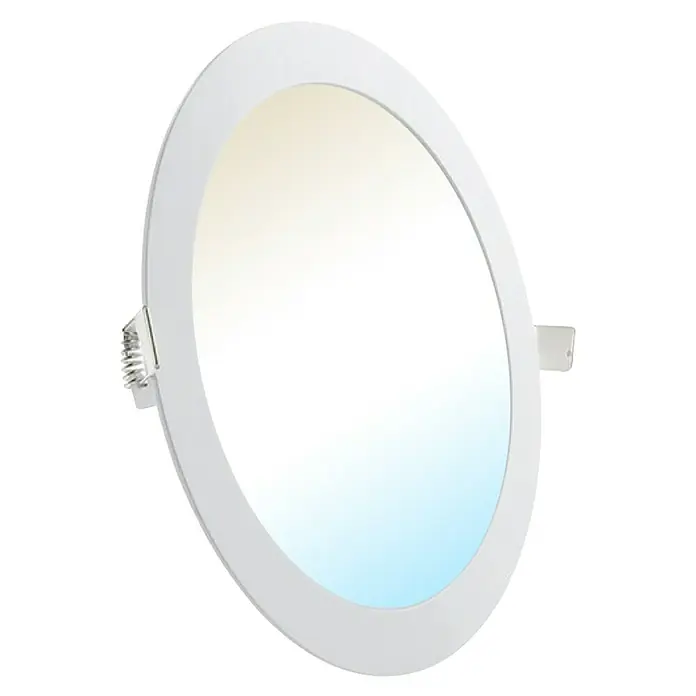 Panaled Downlight empotrable LED redondo Ofis - 6 W, Ø x Al: 12 x 1,8 cm, Blanco cálido - Lámpara de techo empotrable con bisel redondo blanco y panel LED integrado para una iluminación interior uniforme y brillante.