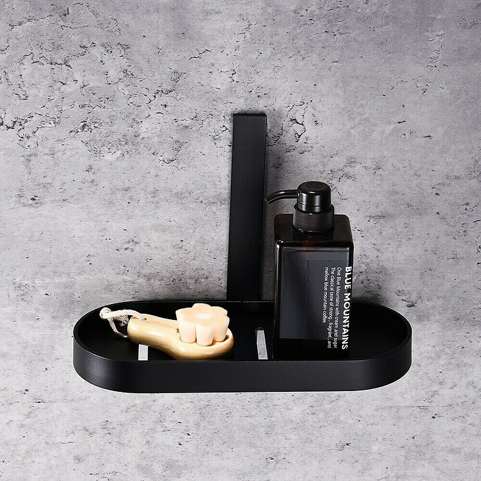 Aquasanit Evolution Cesta de baño (L x An x Al: 12 x 30 x 25 cm, Negro, Mate)