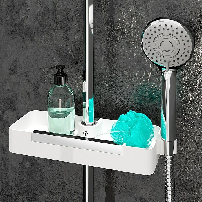 Cesta de baño para barra de ducha Concept (L x An x Al: 11 x 32,5 x 4,6 cm, Diámetro del tubo: 25 mm, Blanco) | BAUHAUS