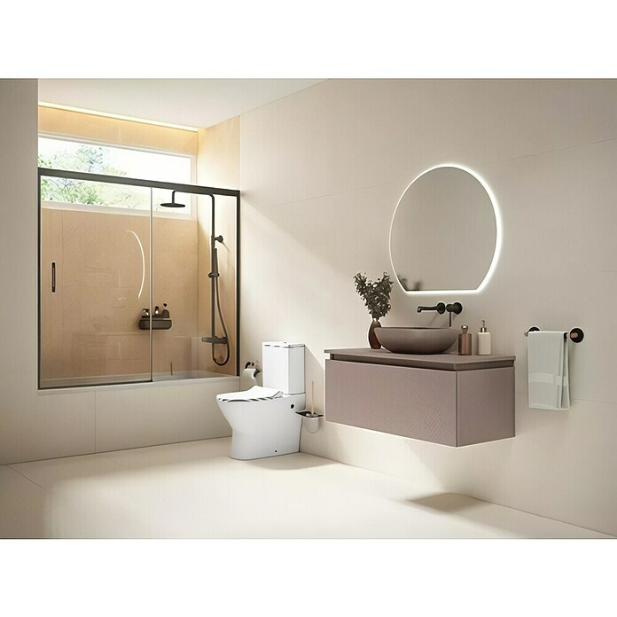 Pack WC de pie sin borde Delaware (Sin borde de descarga, Salida dual, Blanco) | BAUHAUS