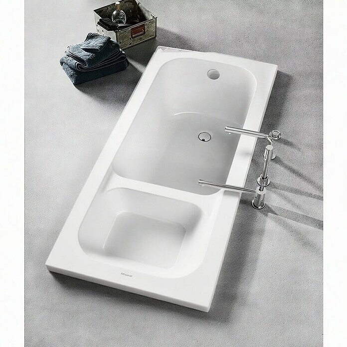 Roca Bañera Contesa con escalón (100 x 70 cm, Acero esmaltado, Blanco)