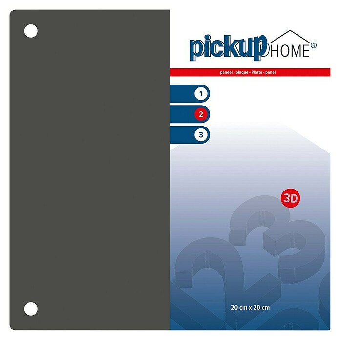 Pickup 3D Home Cartel (L x An: 20 x 20 cm, Gris)