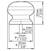 Siro Ručkica za namještaj  (Tip ručke za namještaj: Gumb, D x Š x V: 35 x 31 x 30 mm) | BAUHAUS