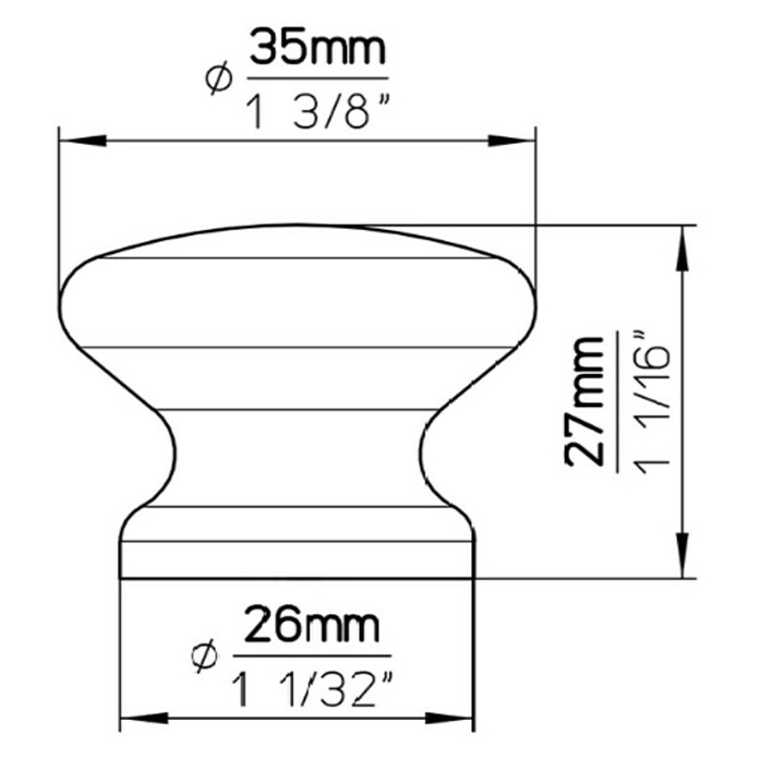 Siro Ručkica za namještaj  (Tip ručke za namještaj: Gumb, D x Š x V: 35 x 26 x 27 mm, Drvo) | BAUHAUS
