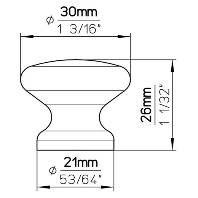 Siro Ručkica za namještaj  (D x Š x V: 30 x 21 x 26 mm, Drvo, Boja: Smeđa) | BAUHAUS