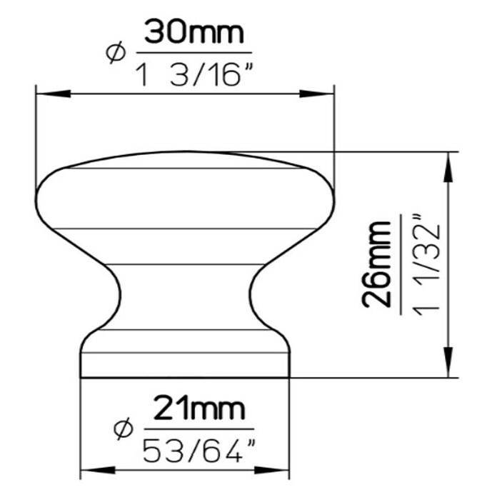 Siro Ručkica za namještaj  (D x Š x V: 30 x 21 x 26 mm, Drvo, Boja: Bor) | BAUHAUS