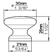 Siro Ručkica za namještaj  (D x Š x V: 30 x 21 x 26 mm, Drvo, Boja: Bor) | BAUHAUS