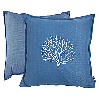 Marine Business Waterproof Cojín de exterior Aruba bordado (L x An: 45 x 45 cm, Blue, 2 ud.)
