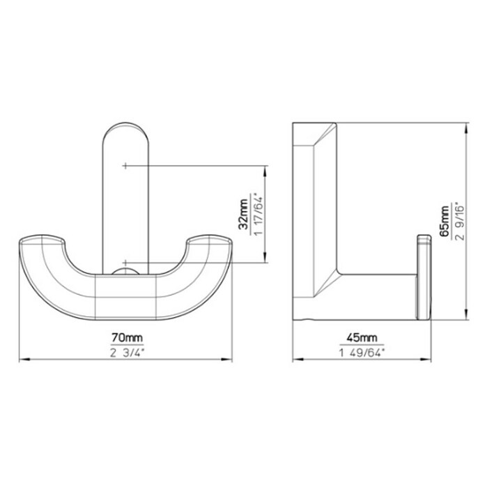 Siro Garderobna kuka  (D x Š x V: 65 x 70 x 46 mm, Broj kuka: 2 Kom.) | BAUHAUS