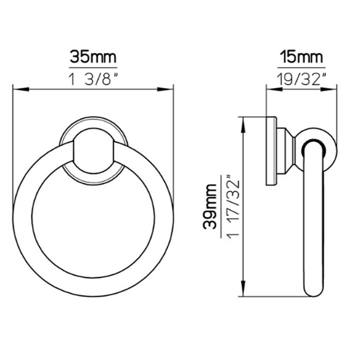 Siro Ručka za namještaj  (D x Š x V: 40 x 35 x 15 mm, Čelik) | BAUHAUS