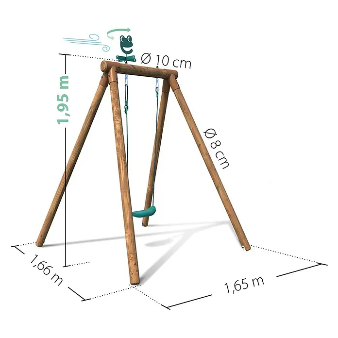 Soulet Schaukel Hanna - B x L: 166 x 165 cm, Holz - Abbildung einer Holzschaukel mit Maßen.