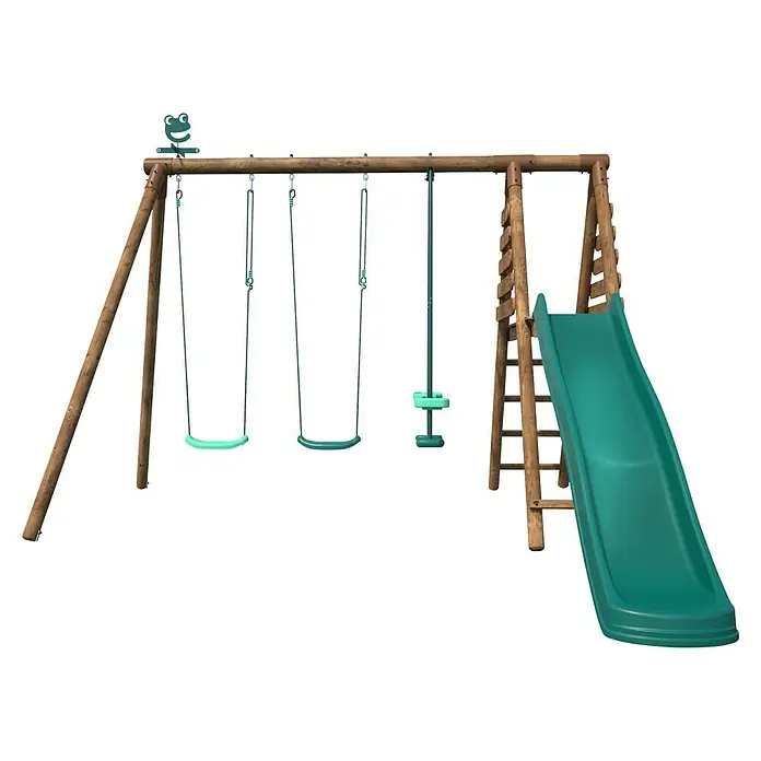Soulet Schaukel Violette - B x L: 323 x 323 cm, Holz - Kinderspielplatzgerät mit Schaukeln, Klettergerüst und Rutsche aus Holz, ideal für Outdoor-Spaß.