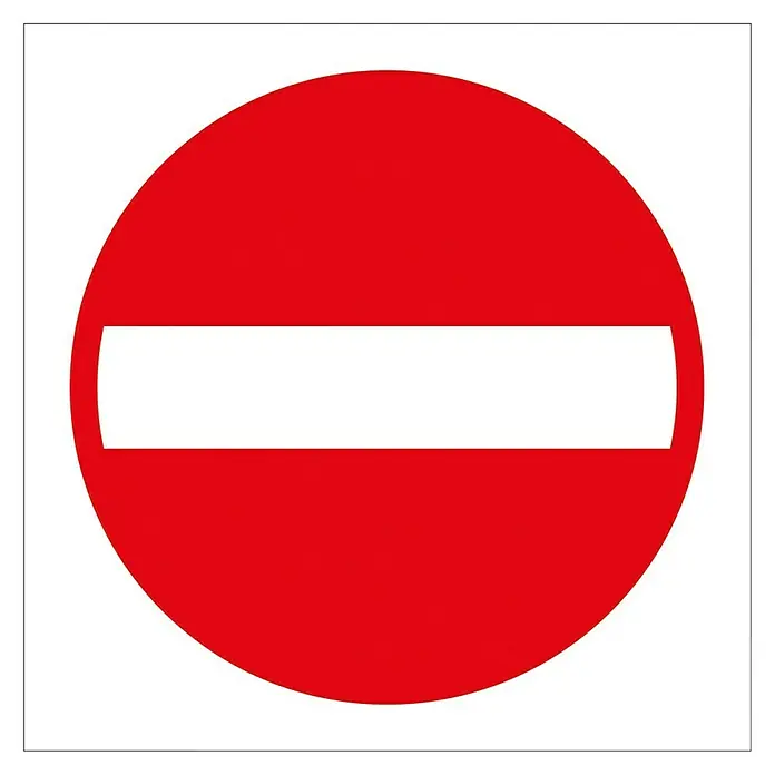Pickup Aufkleber - Motiv: Durchfahrt verboten, L x B: 140 x 140 mm - Das Bild zeigt ein rotes, rundes Verkehrsschild mit einem weißen horizontalen Balken in der Mitte, das ein Fahrverbot symbolisiert.