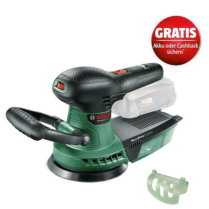 Bosch Akku-Exzenterschleifer AdvancedOrbit 18 (18 V, Li-Ionen, Ohne Akku, Durchmesser Schleifteller: 125 mm, Leerlaufdrehzahl: 3.000 U/min - 12.000 U/min)