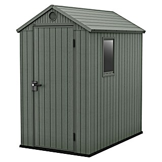 Keter Gerätehaus Darwin 4x6 (Außenmaß inkl. Dachüberstand (B x T): 125,8 x 184,5 cm, Kunststoff, Grün)