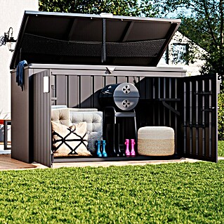 Sunfun Lumar Garten-Aufbewahrungsbox (L x B x H: 122 x 202 x 110 cm, Night-Grey, Stahl)
