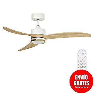 Arte confort Ventilador de techo Echo (Blanco/Madera, 122 cm, 28,2 W, Blanco cálido)