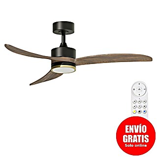Arte confort Ventilador de techo Echo (Negro/Madera, 122 cm, 28,2 W, Blanco cálido)