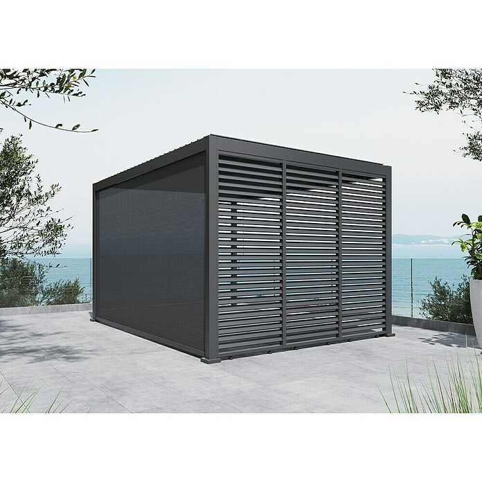 Sunfun Milos Panel lateral (An x Al: 368 x 217 cm, Antracita, Para pérgola con laterales Milos, Profundidad: 8,5 cm) | BAUHAUS