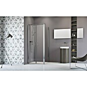 Camargue Vario Duschwand für Doppelpendeltür S37 (90 x 195 cm, Beschichtet, Stärke: 6 mm, Silber)