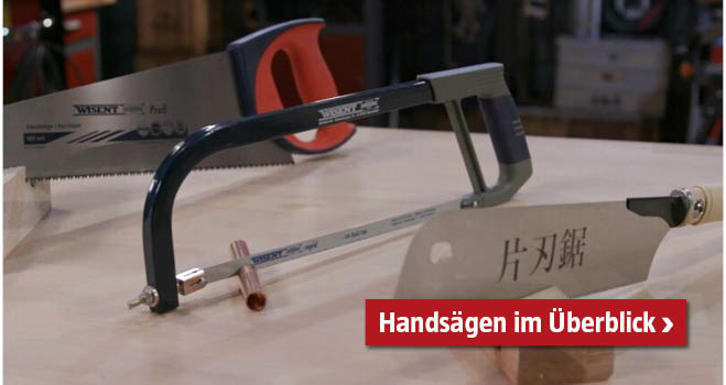 3 verschiedene Handsägen auf der Werkbank