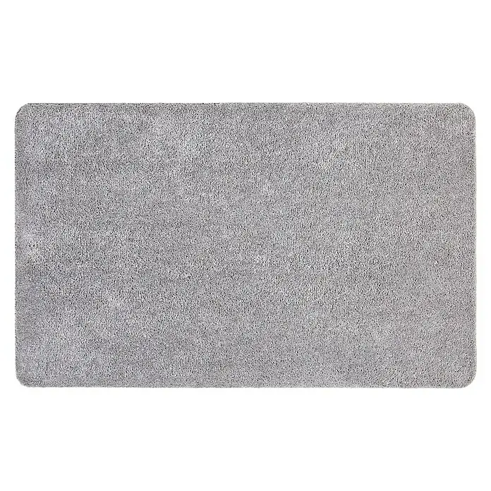 Fußmatte Moon - Hellgrau, 80 x 50 cm, 100 % Polyester - Rechteckiger, hellgrauer Hochflor-Teppich mit abgerundeten Ecken.