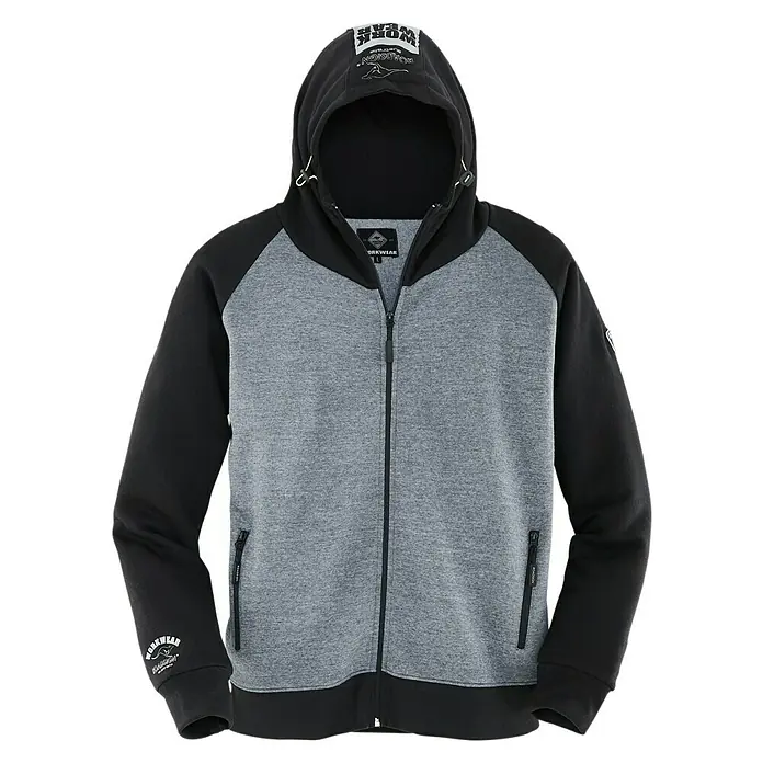 Terrax Workwear Sweatjacke - L, Schwarz/Grau - Graue Kapuzenjacke mit schwarzen Ärmeln. Ideal für Arbeit und Freizeit. Die Jacke bietet Komfort und Funktionalität.
