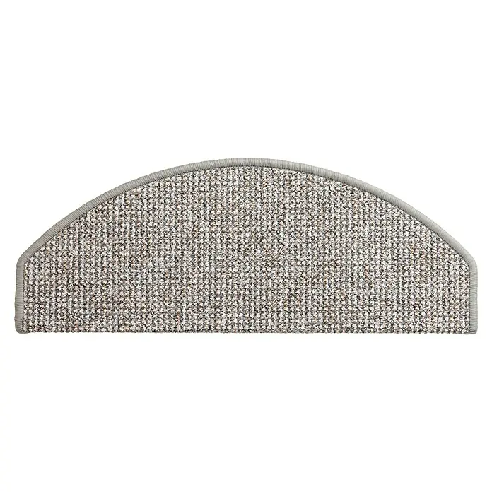 Stufenmatte Rotterdam - 65 x 28 cm, Taupe - Halbkreisförmiger gesprenkelter hellgrauer Teppich-Stufenmatte mit grauem Rand.