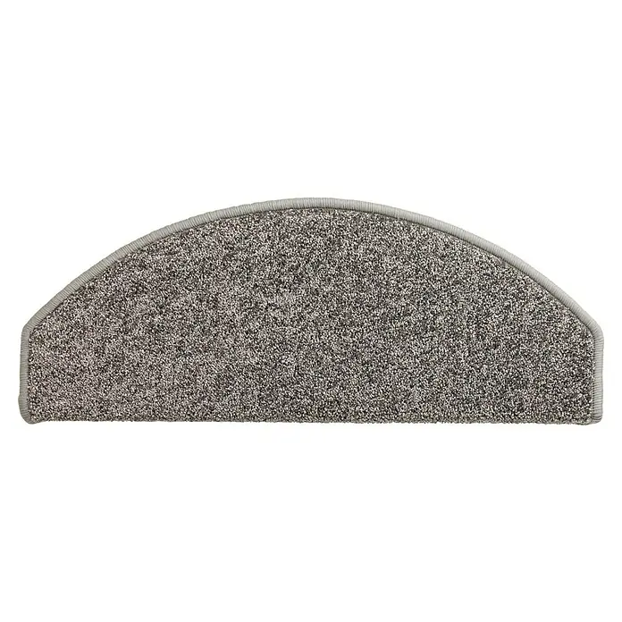 Stufenmatte Dublin - 65 x 28 cm, Grau - Halbrunder grauer gesprenkelter Teppich-Stufenbelag mit Kante.