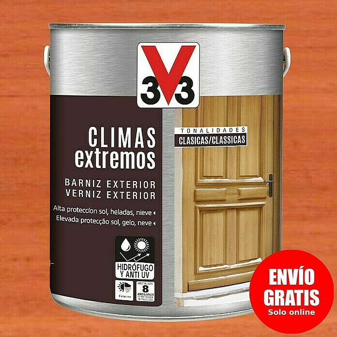 V33 Barniz para madera exterior Climas Extremos (Sapelly, Brillante, 2,5 l)