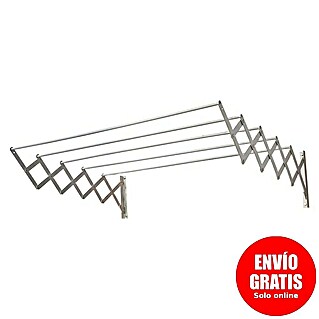 Tendedero de pared extensible (Longitud cuerda de tender: 9 m, 71 cm, Plateado)