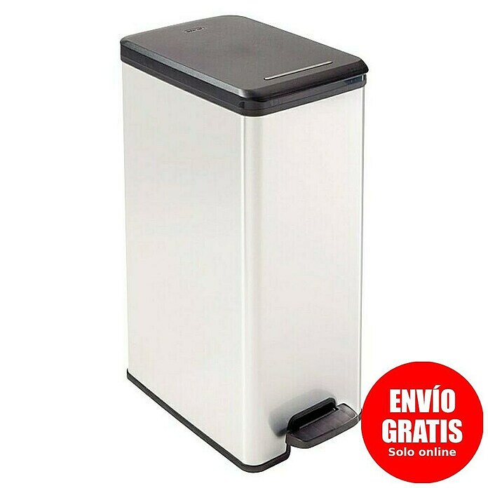 Cubo de la basura Slim bin (Negro/Gris, Rectangular, Plástico)