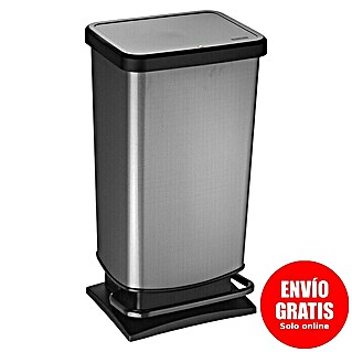 Cubo con pedal Paso carbono (40 l, Plástico, Gris/Negro)