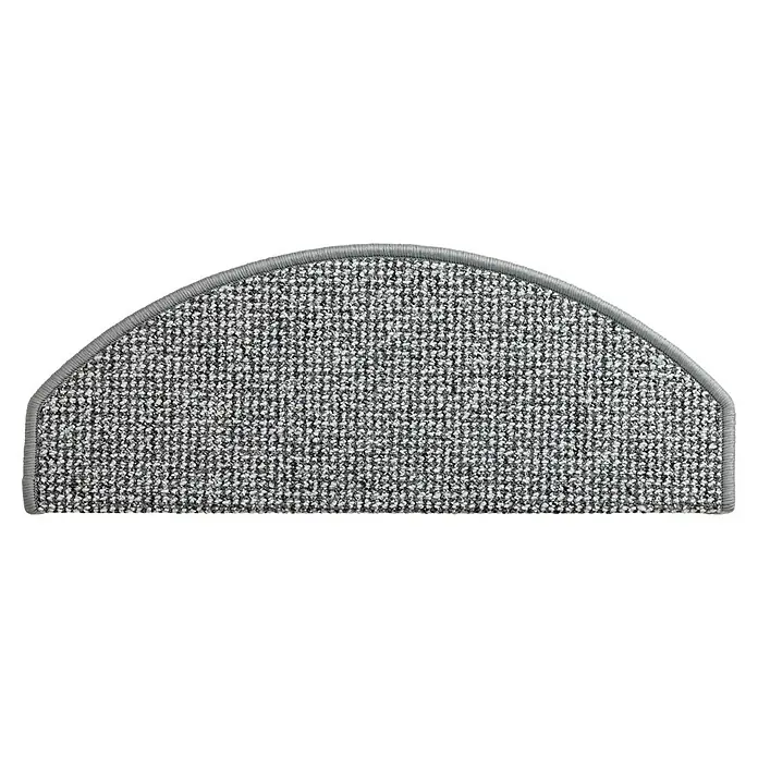 Stufenmatte Rotterdam - 65 x 28 cm, Grau - Grauer, melierter, halbkreisförmiger Teppichstufenmatte mit grauem Rand.