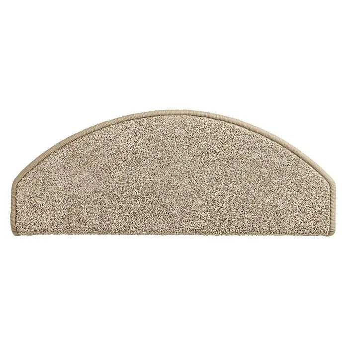 Stufenmatte Dublin - 65 x 28 cm, Taupe - Beiger halbkreisförmiger Treppenläufer mit geripptem Rand.
