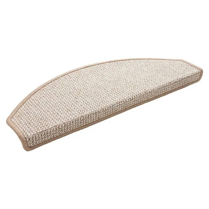 Stufenmatte Rotterdam - 65 x 28 cm, Beige - Helle, beige Teppich-Stufenmatte mit gebogener Vorderkante und eingefasstem Rand.