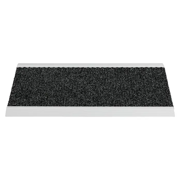 Fußmatte Nub Brush - Anthrazit, 60 x 40 cm, 100 % Polypropylen - Schwarze grobe Fasereingangsmatte mit hellgrauen geriffelten Rändern.