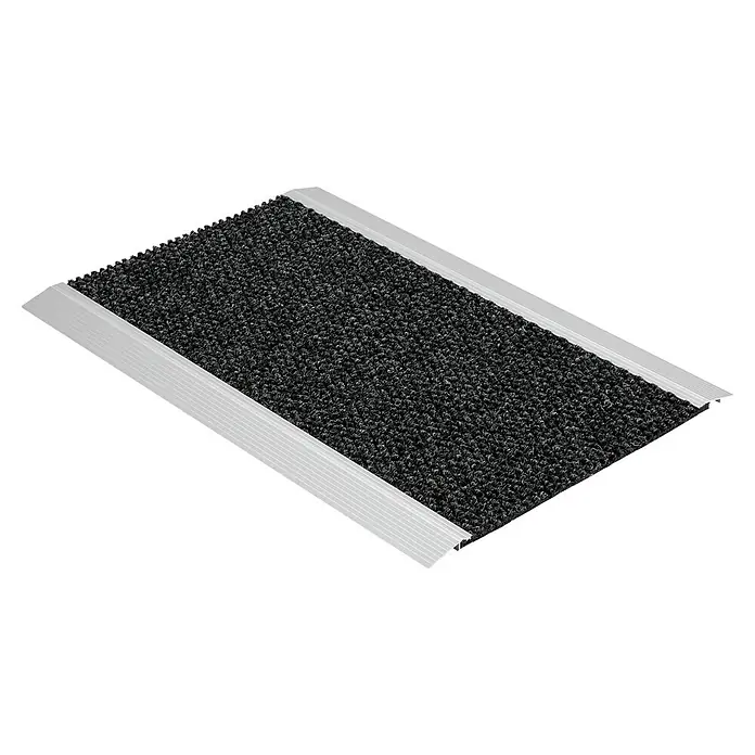 Fußmatte Nub Brush - Anthrazit, 60 x 40 cm, 100 % Polypropylen - Schwarze Eingangsmatte mit grauen Aluminiumprofilen zur Schmutzfang im Eingangsbereich.