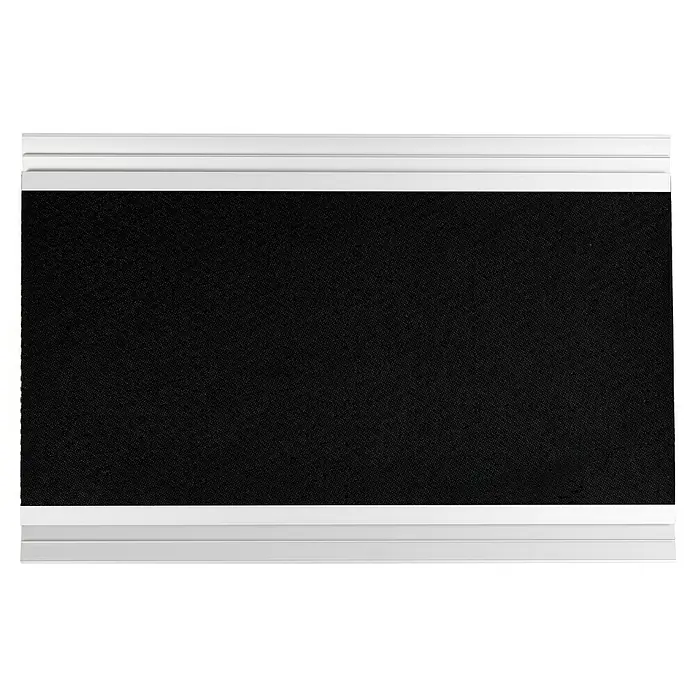 Fußmatte Aluminium - 80 x 60 cm, Anthrazit, Material Nutzschicht: 100 % Polypropylen - Schwarze strukturierte Leinwand mit weißen oberen und unteren Rändern.