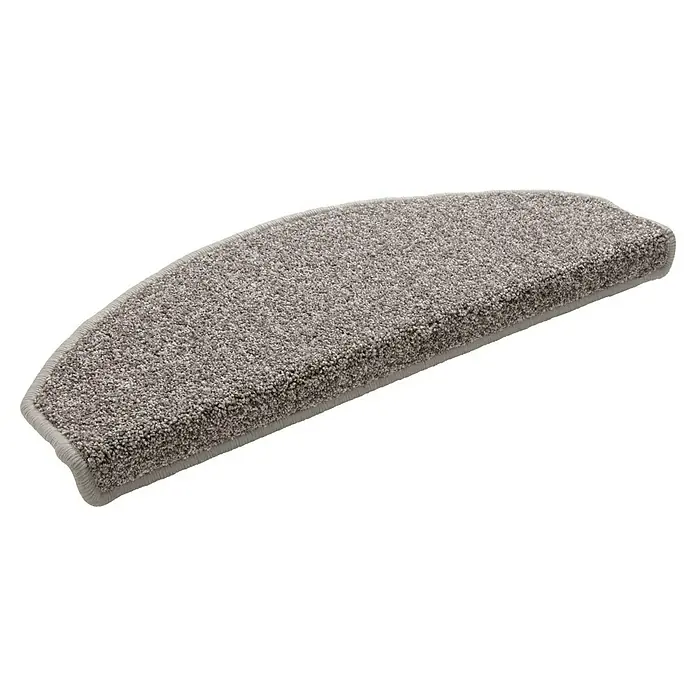 Stufenmatte Dublin - 65 x 28 cm, Grau - Gekrümmter grauer Teppich-Treppenstufenbelag mit verstärktem Rand.