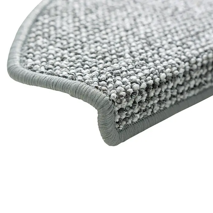 Stufenmatte Rotterdam - 65 x 28 cm, Grau - Graue gemusterte Treppenmatte mit sauber eingefasster, abgerundeter Kante.