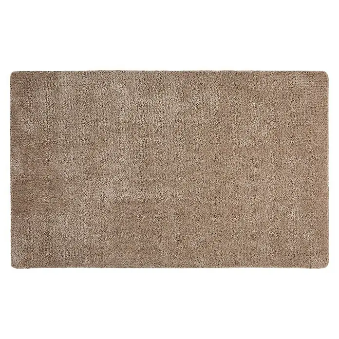 Fußmatte Moon - Taupe, 100 x 60 cm, 100 % Polyester - Nahaufnahme eines beigen Teppichs mit weicher Textur, ideal für ein gemütliches Ambiente in jedem Wohnraum.
